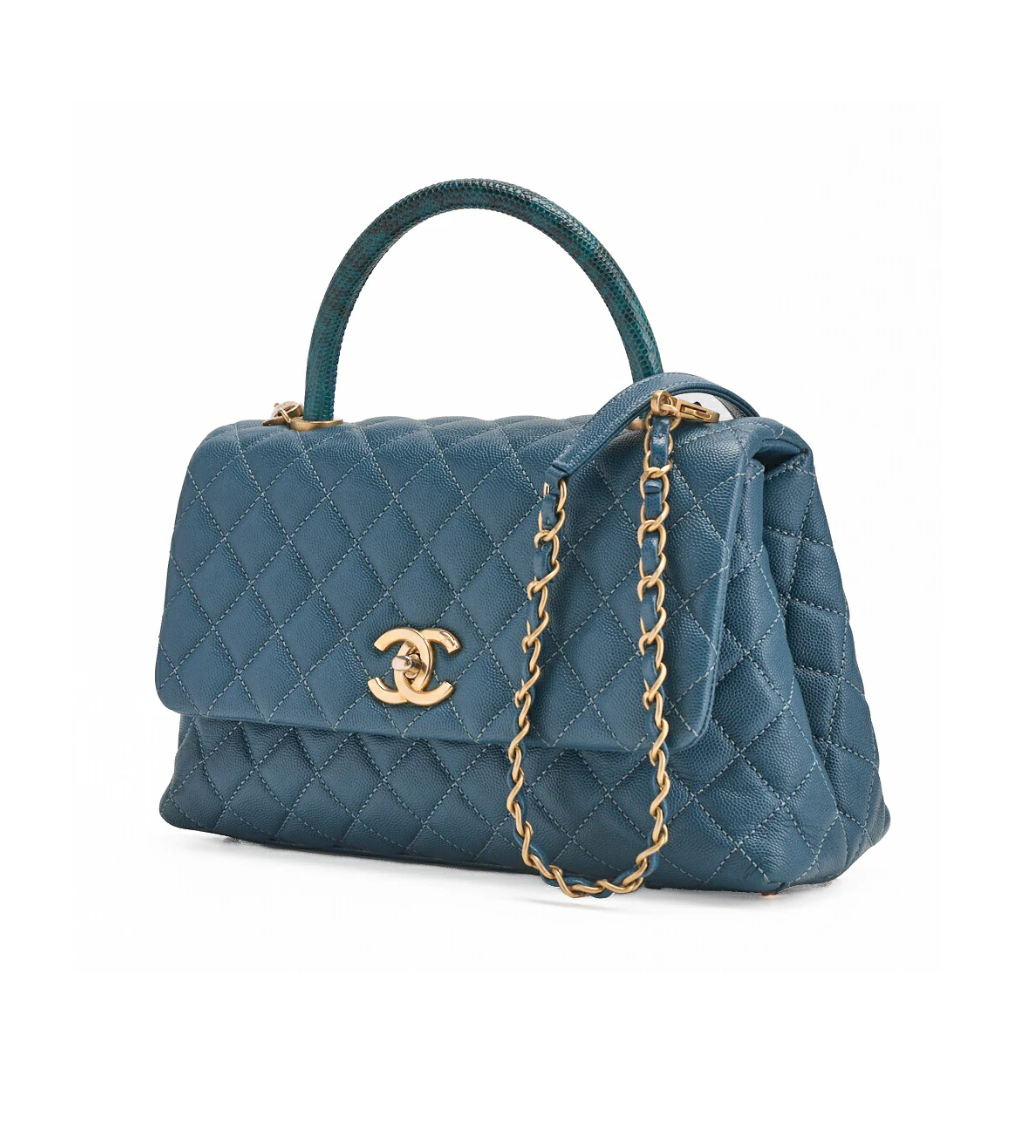CHANEL Matelasse Coco Caviar Navy Blue Bag