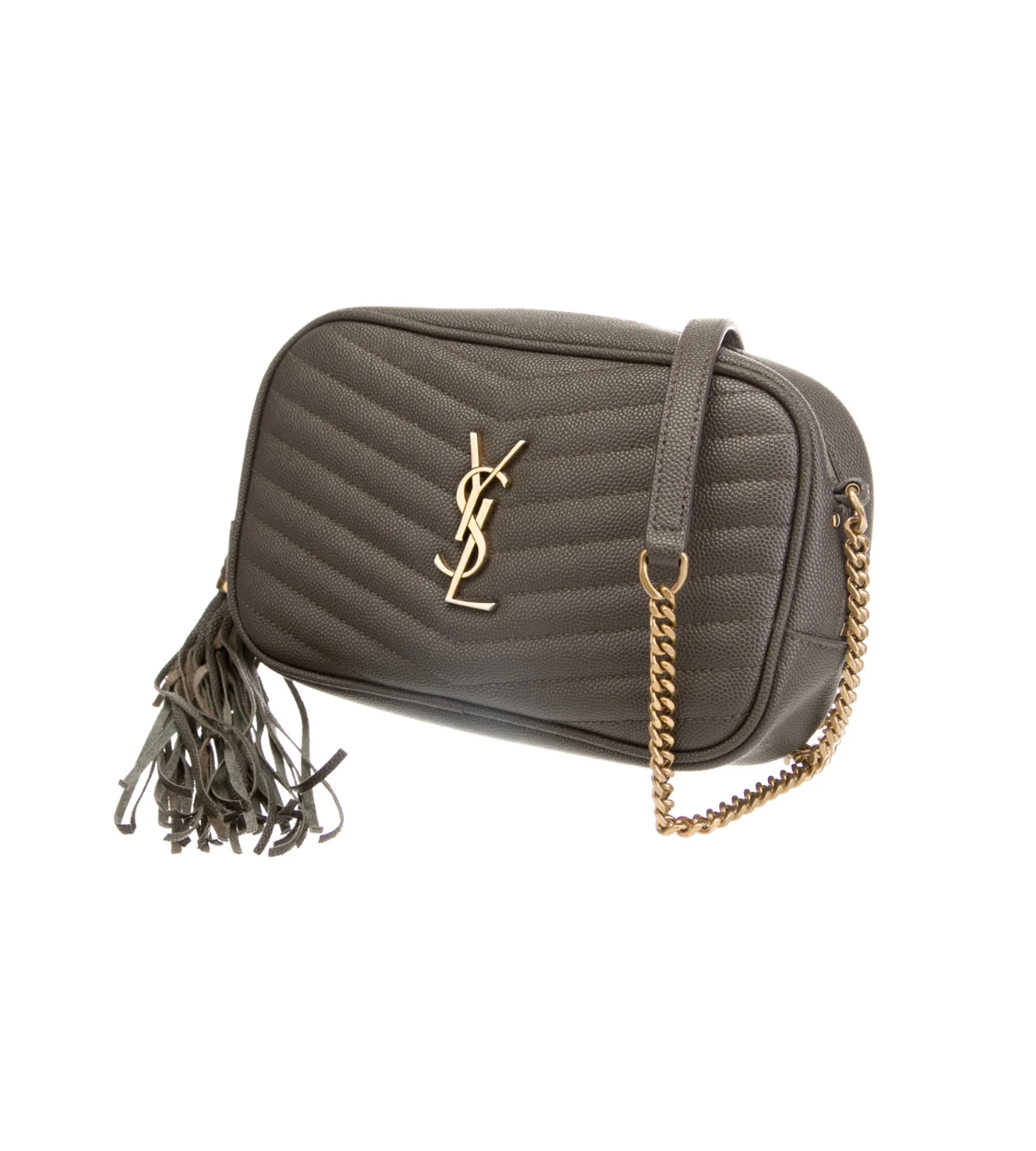 SAINT LAURENT Monogram Matelasse Lou Camera Khaki Bag