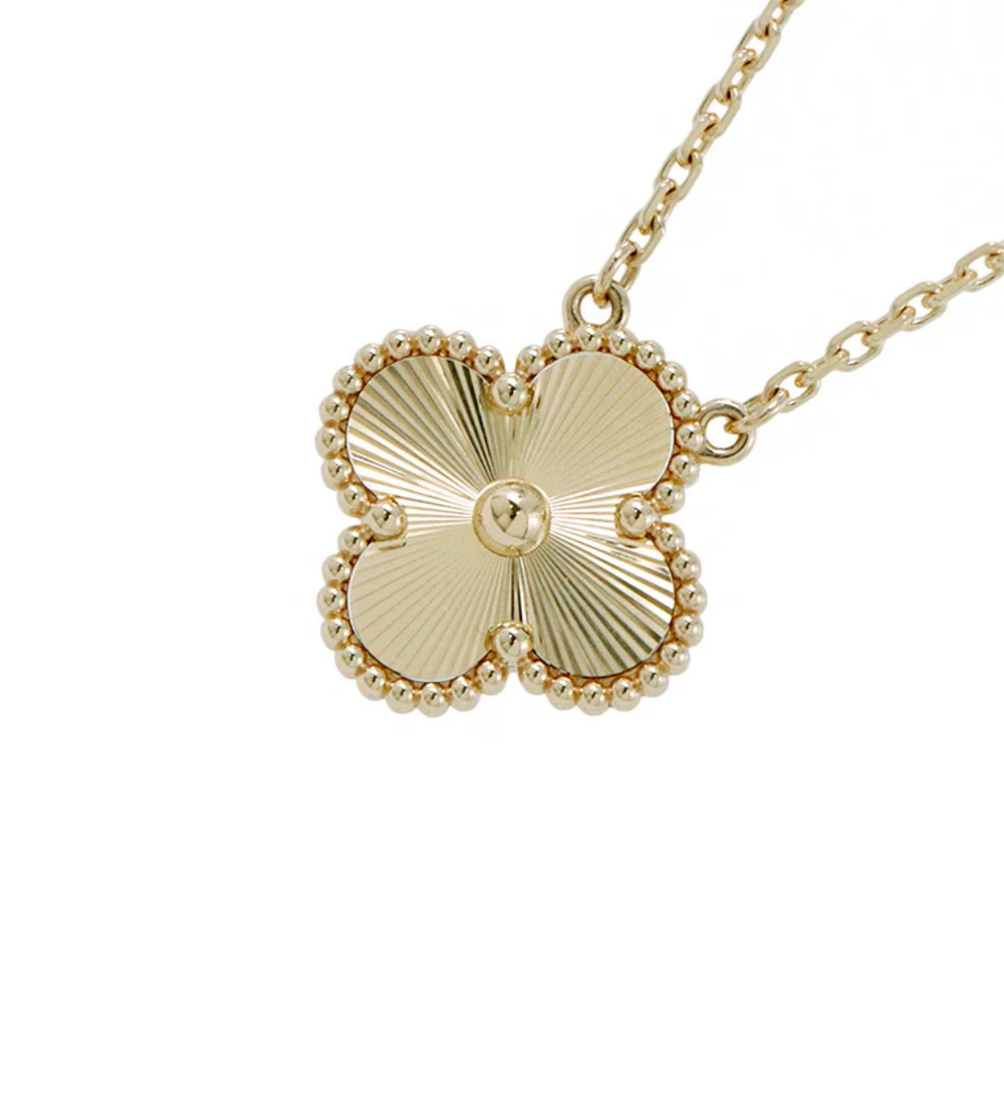 Van Cleef & Arpels Alhambra Guilloche 18K Yellow Gold Necklace