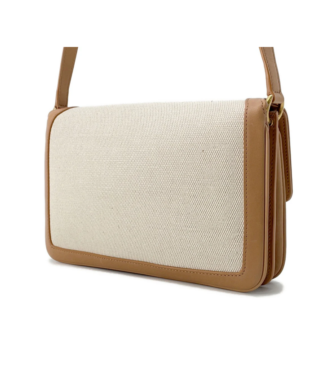 SAINT LAURENT Le Maillon Leather Canvas Shoulder Bag