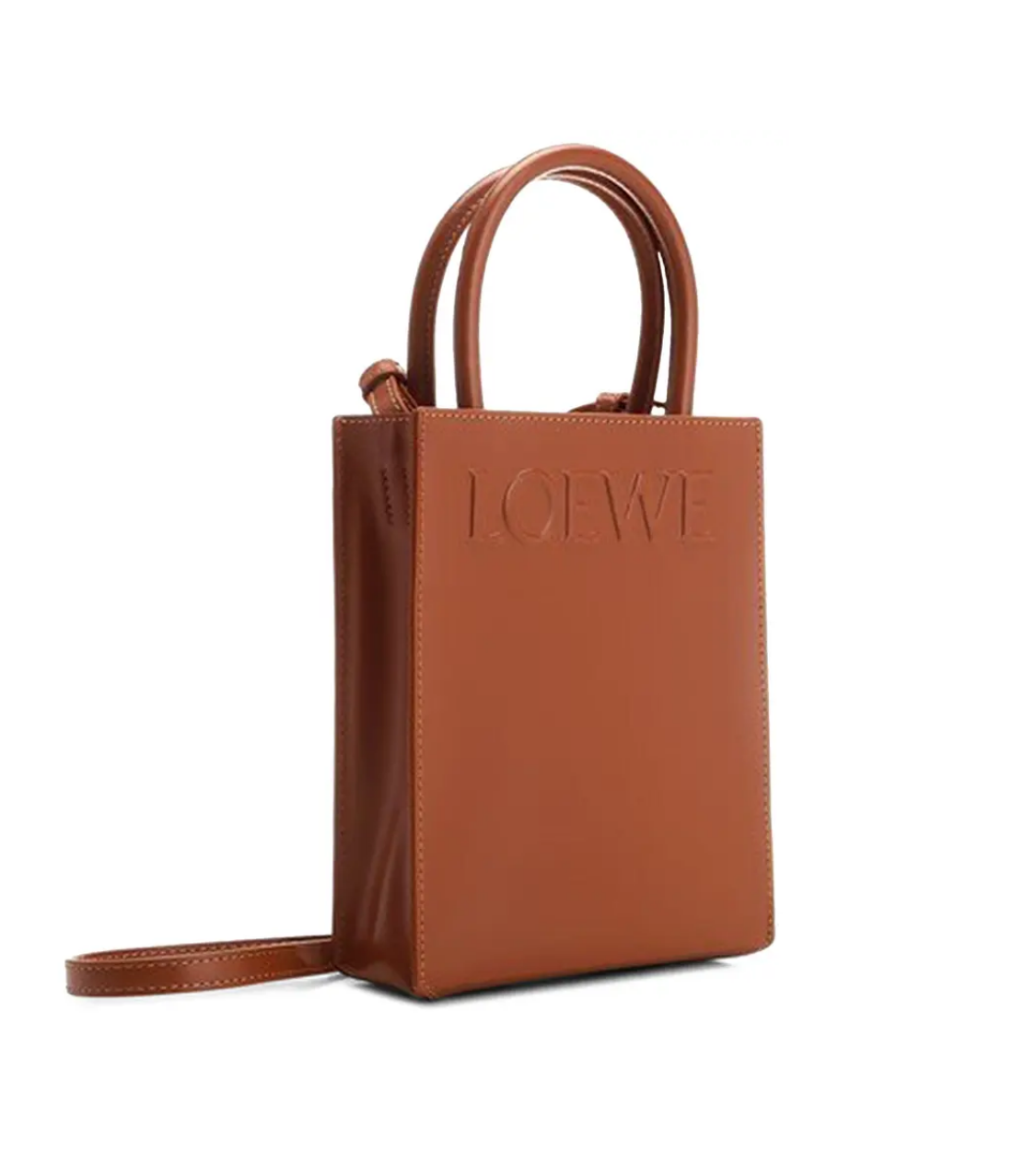 LOEWE Logo A5 Standard Tote Bag Brown Leather