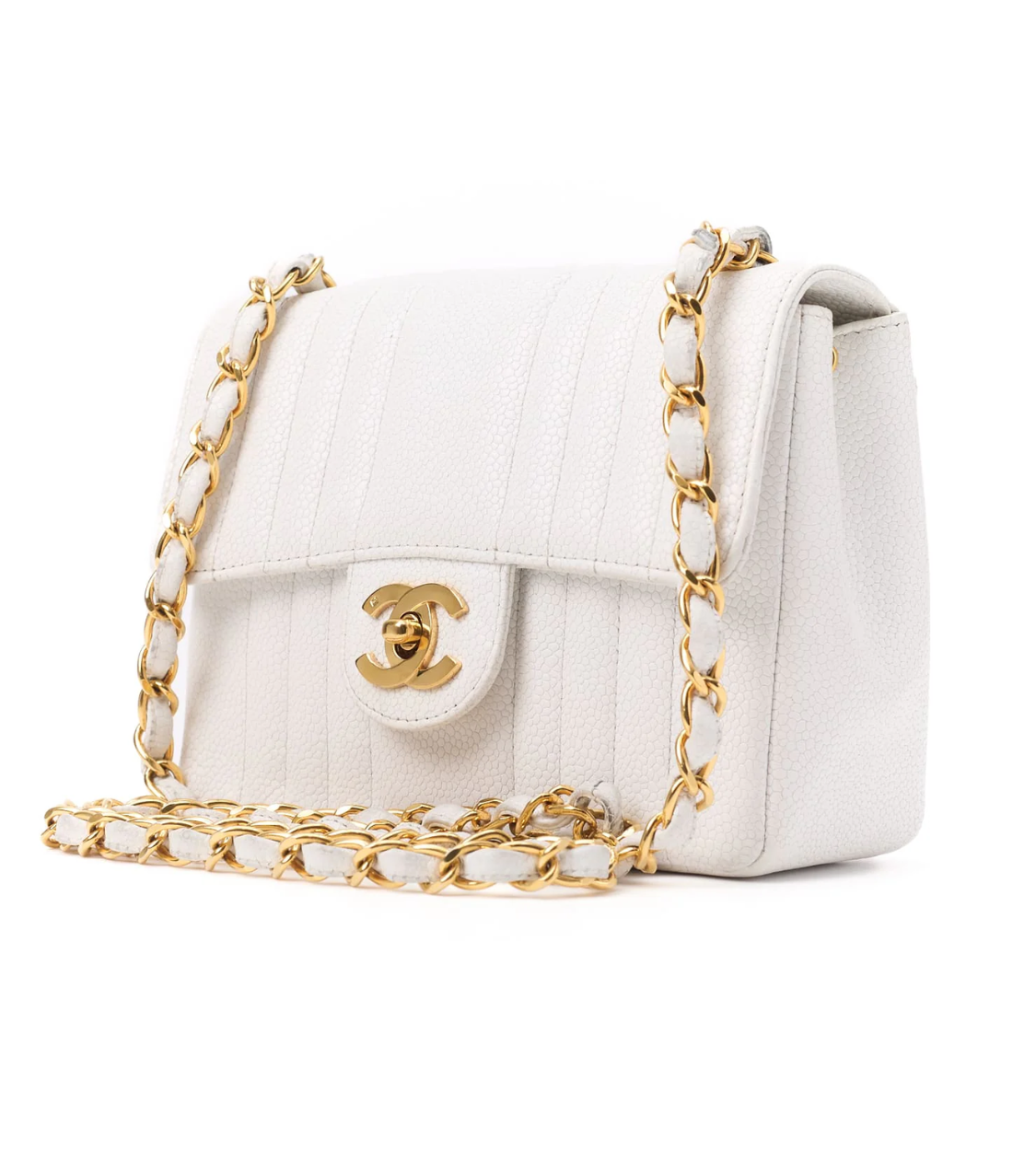 CHANEL Mini Mademoiselle Caviar White