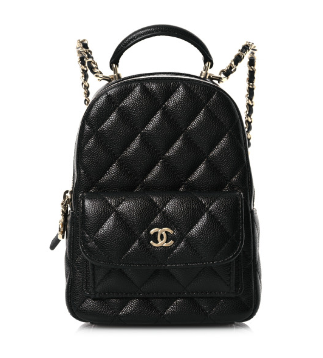 CHANEL Matelasse Black Caviar Leather Mini Backpack