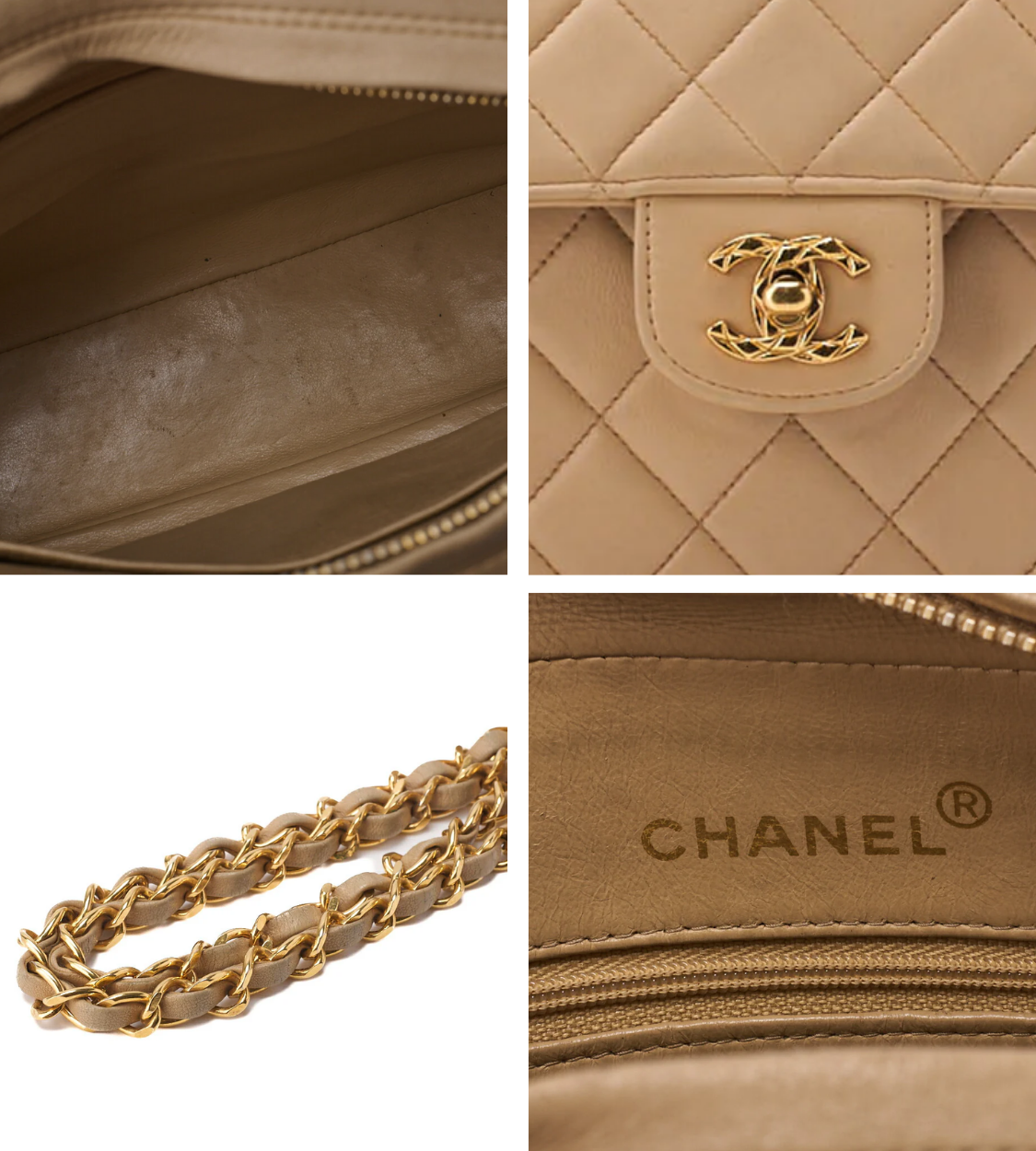CHANEL Matelassé Outside Flap Fringe Beige Lambskin