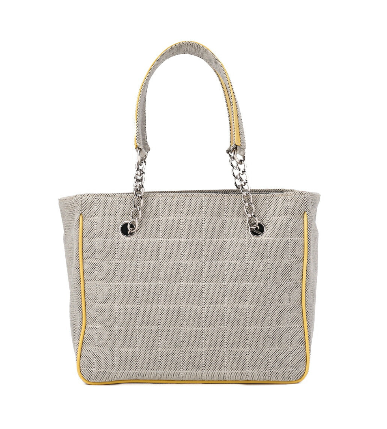 CHANEL Choco Bar Camellia Canvas Tote Bag