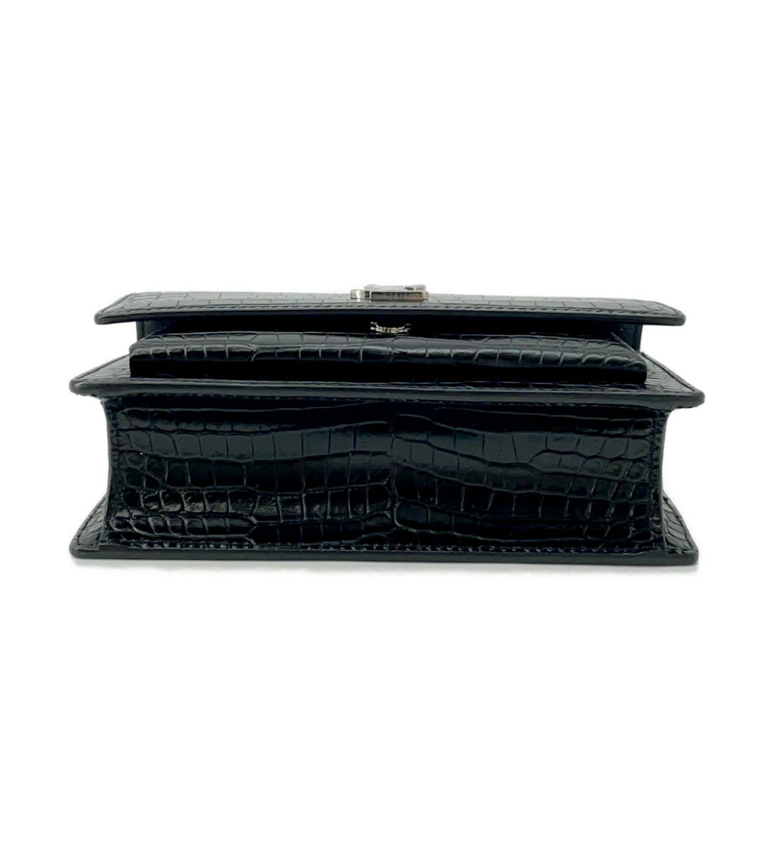 SAINT LAURENT Sunset Croco Embossed Leather Bag