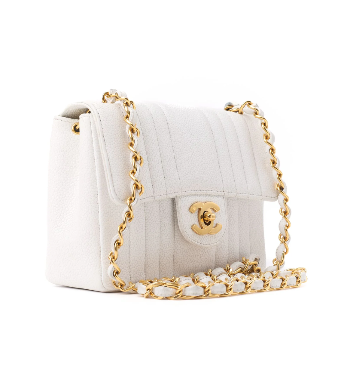CHANEL Mini Mademoiselle Caviar White