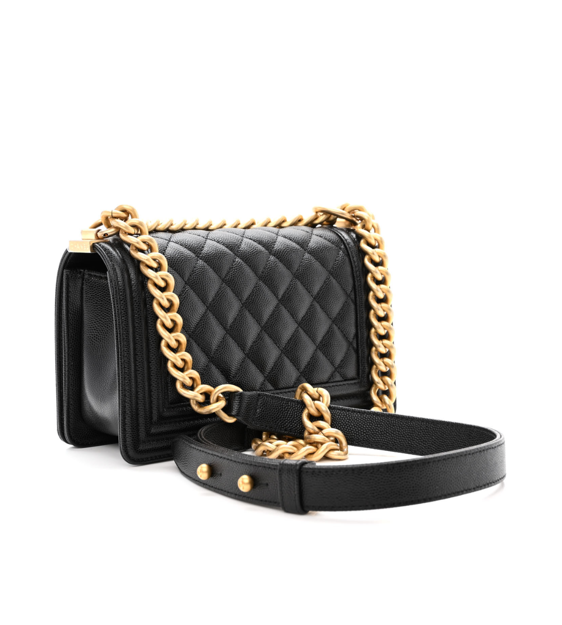 CHANEL 20 Boy Black Caviar Leather