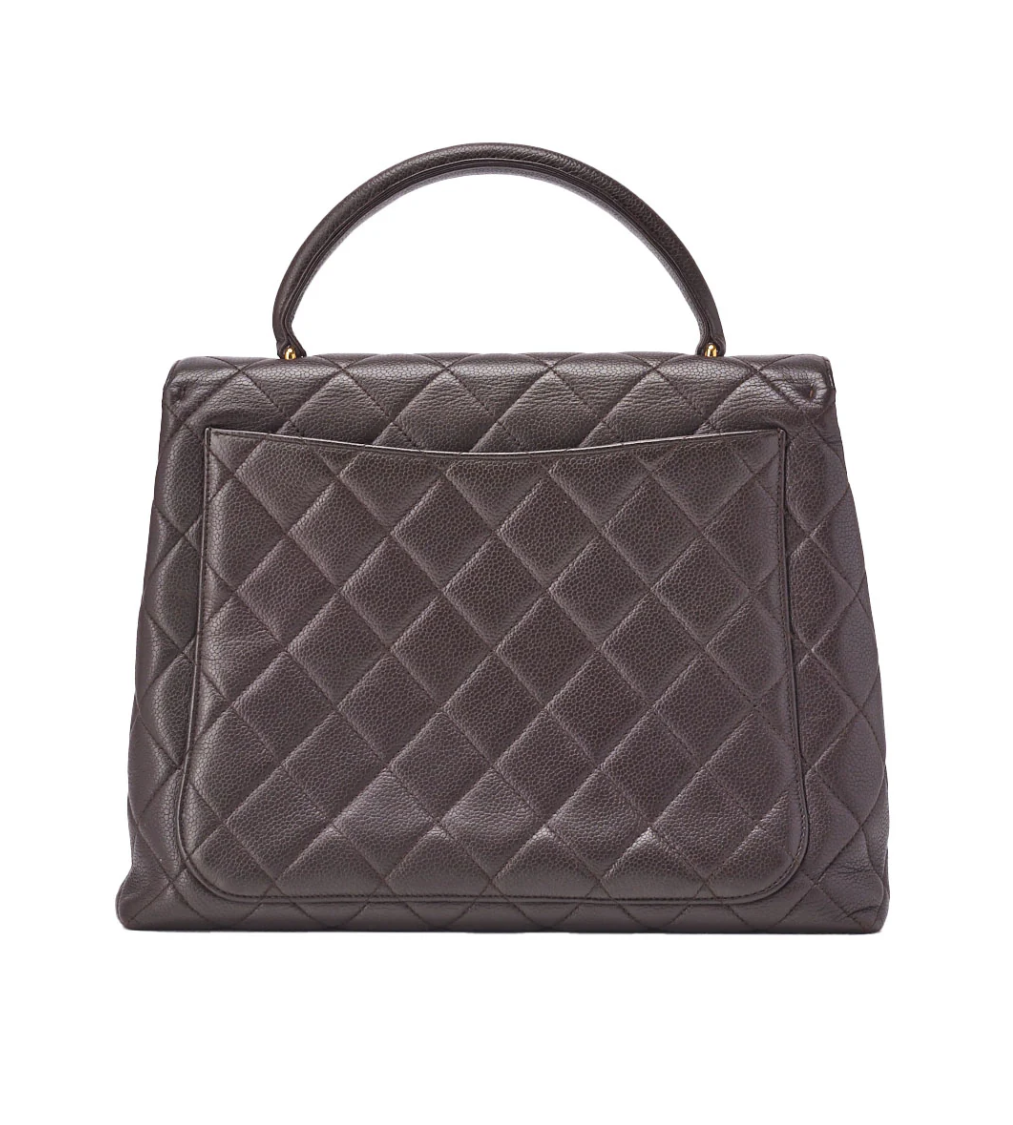 CHANEL Matelasse Turn Lock Caviar Brown