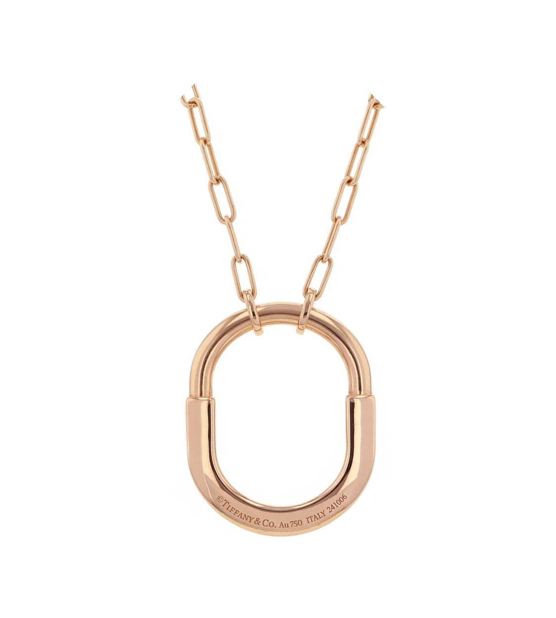 Tiffany & Co. Lock Medium Pendant in Rose Gold with Pink Sapphires