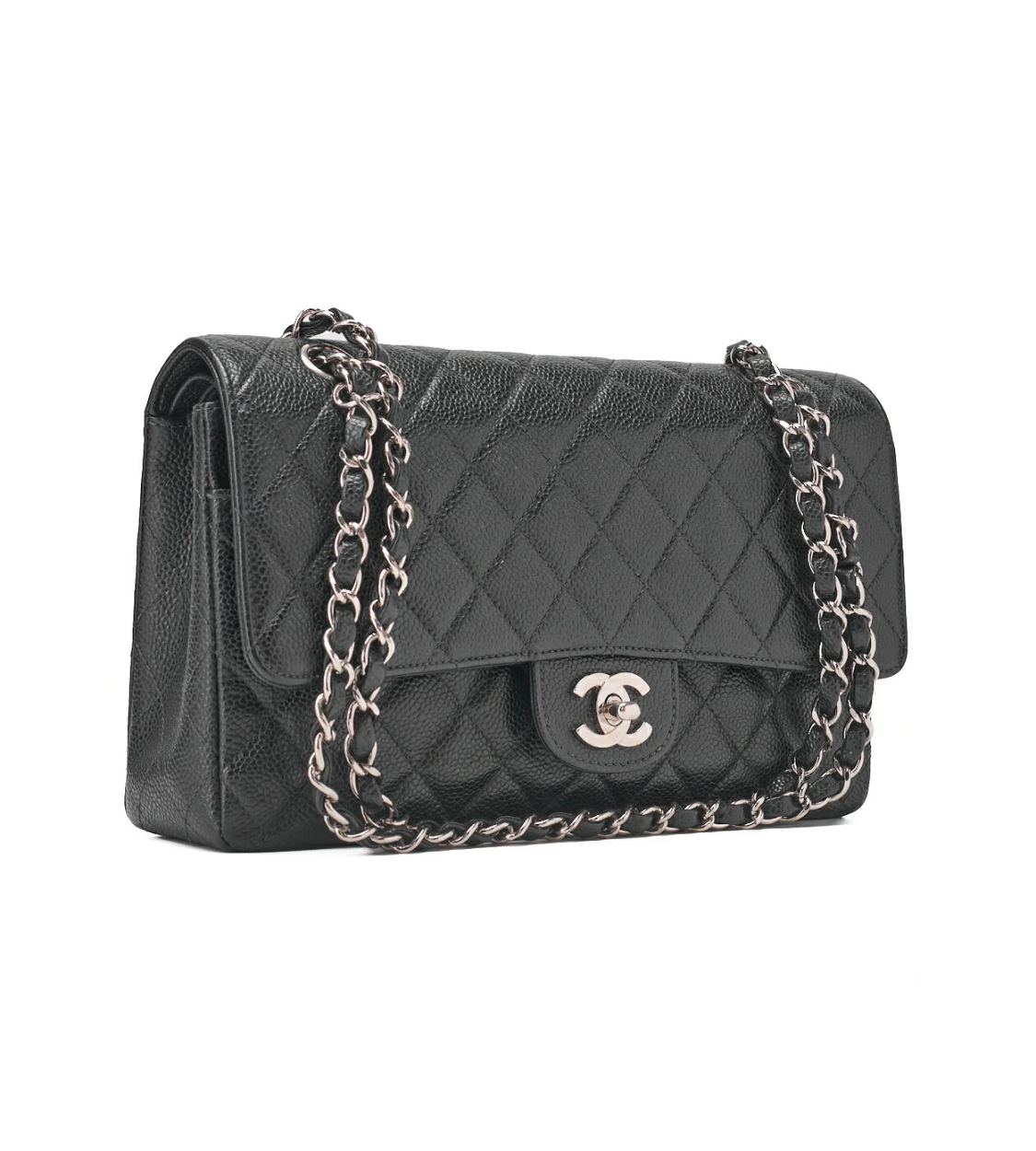 CHANEL 25 Double Flap Matlasse Black Caviar
