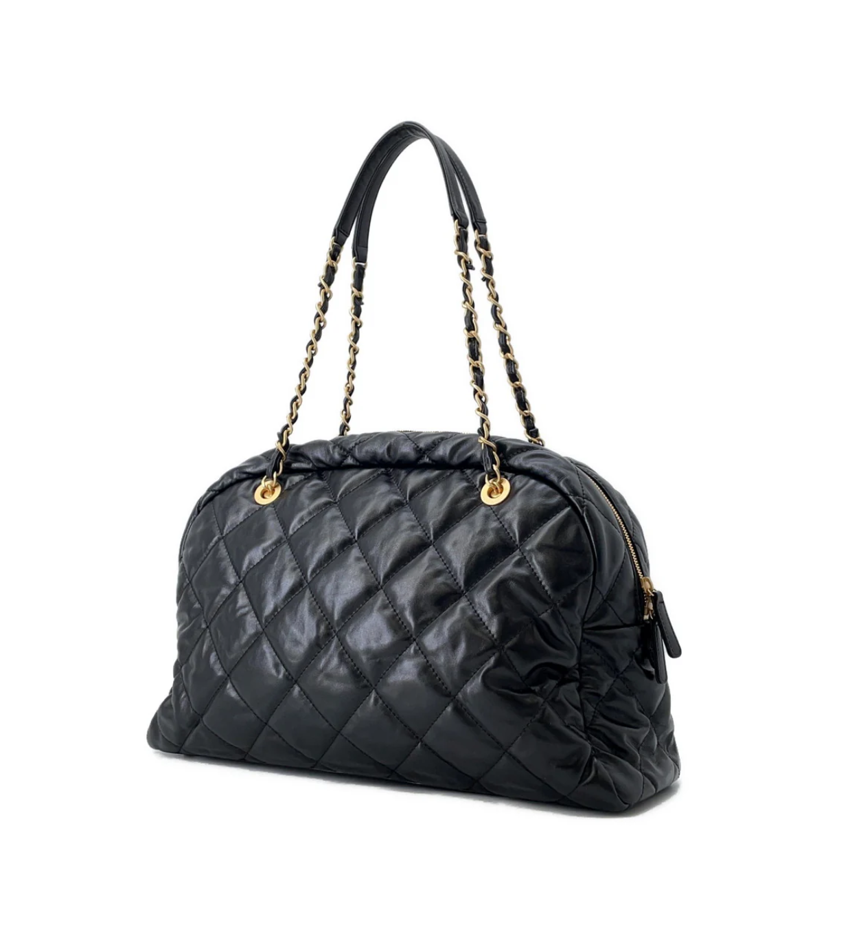 CHANEL Matelasse Maxi Bowling Black Calf Leather