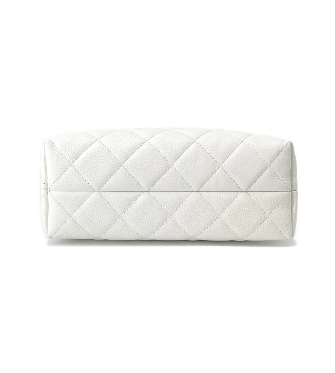CHANEL Metal Top Handle Bag White Caviar Leather