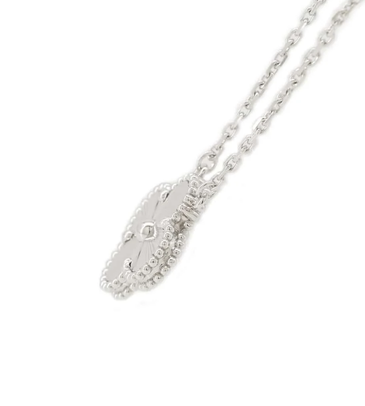 Van Cleef & Arpels Alhambra Guilloché 18K White Gold Pendant