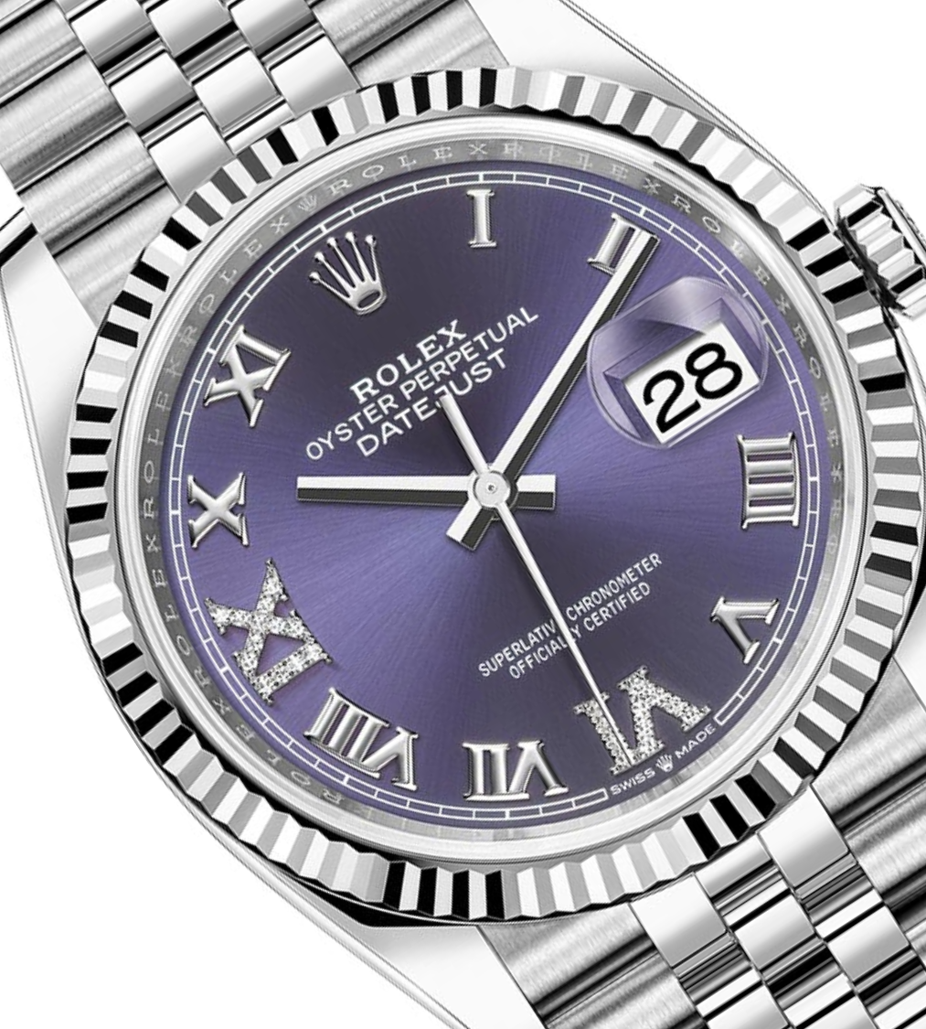 ROLEX Datejust 36 Aubergine Dial Stainless Steel & 18k White Gold