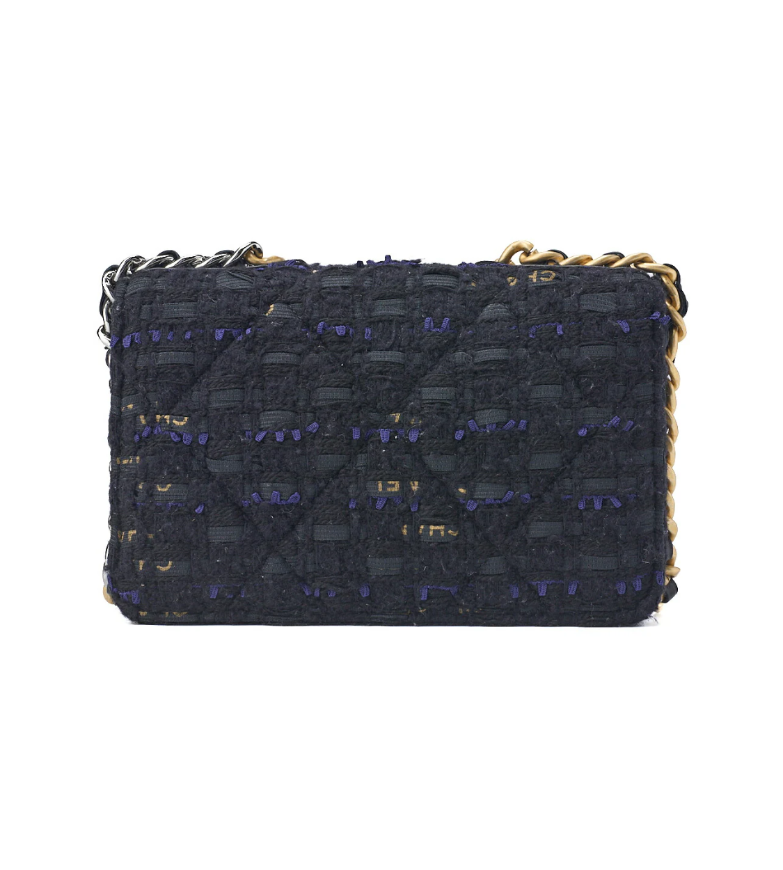 CHANEL 19 Matelasse Tweed Black Shoulder Chain Bag