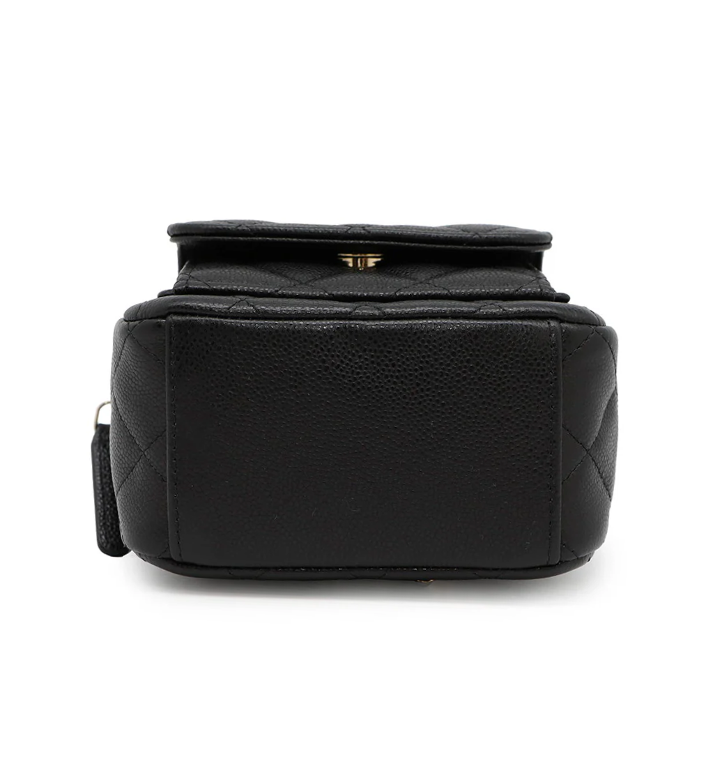 CHANEL Matelasse Black Caviar Leather Mini Backpack