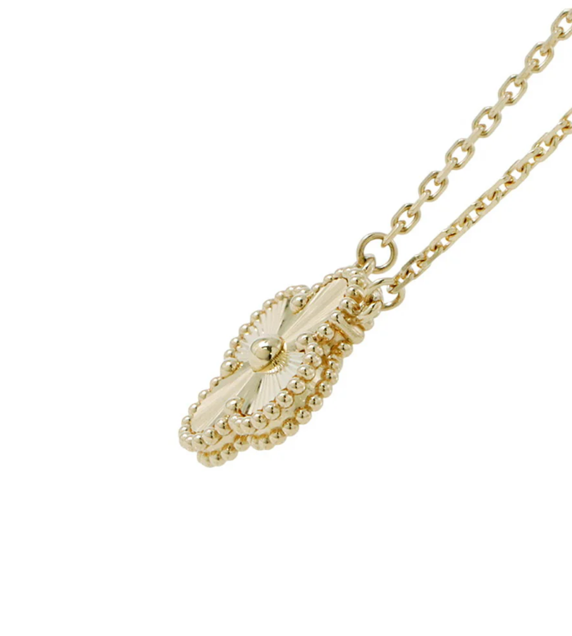 Van Cleef & Arpels Alhambra Guilloche 18K Yellow Gold Necklace