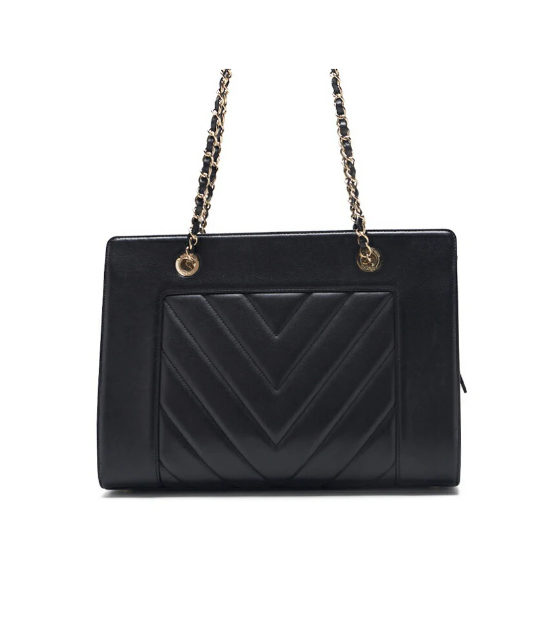 CHANEL V-Stitch Deca Coco Black Lambskin Bag