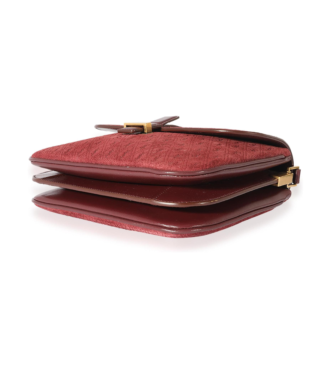 SAINT LAURENT Satchel Monogram Allover Bordeaux Suede Leather