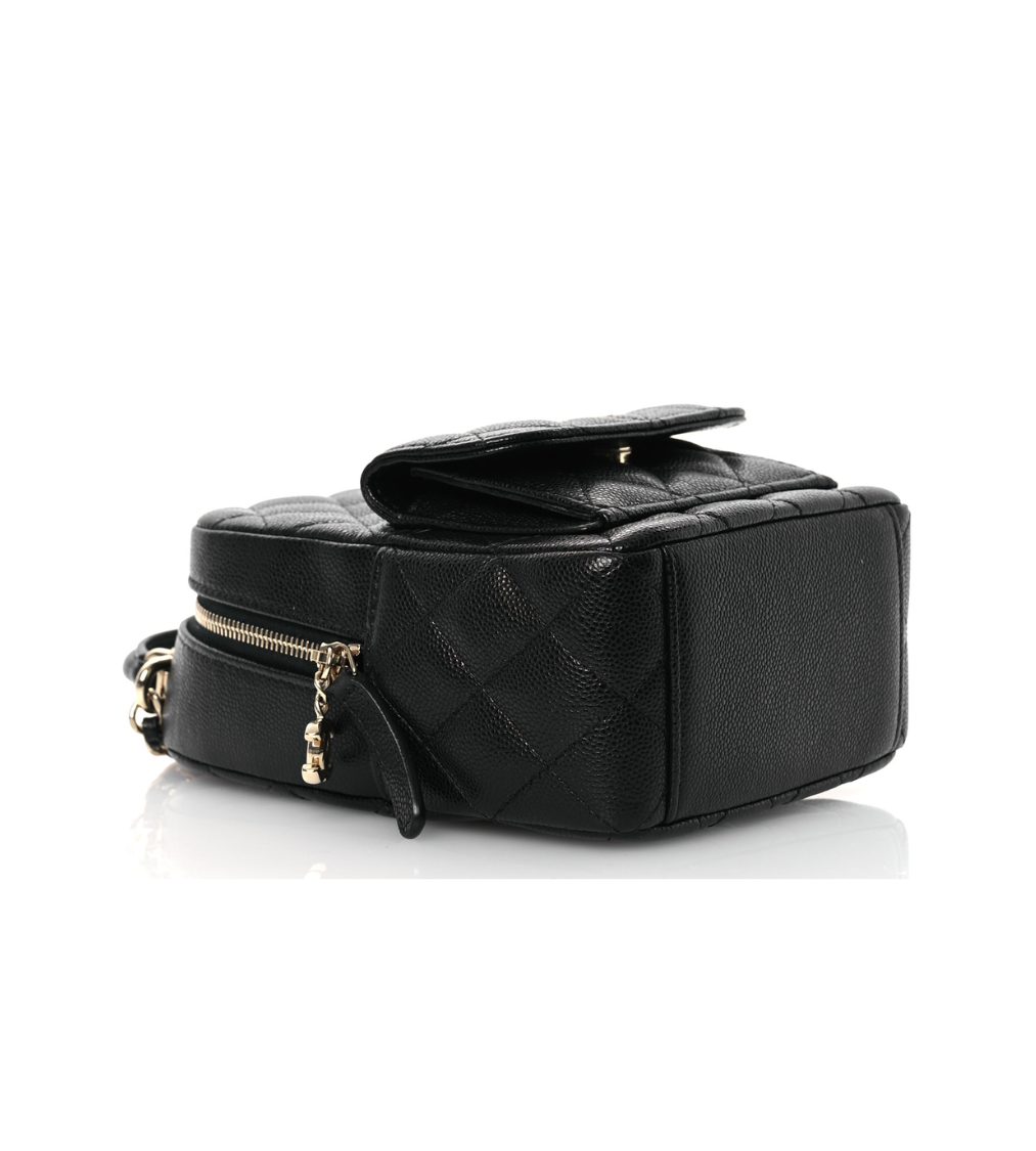 CHANEL Matelasse Black Caviar Leather Mini Backpack