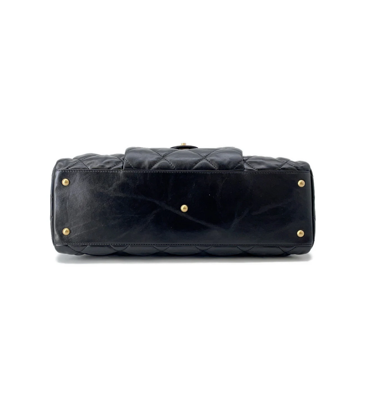 CHANEL Matelasse Maxi Bowling Black Calf Leather