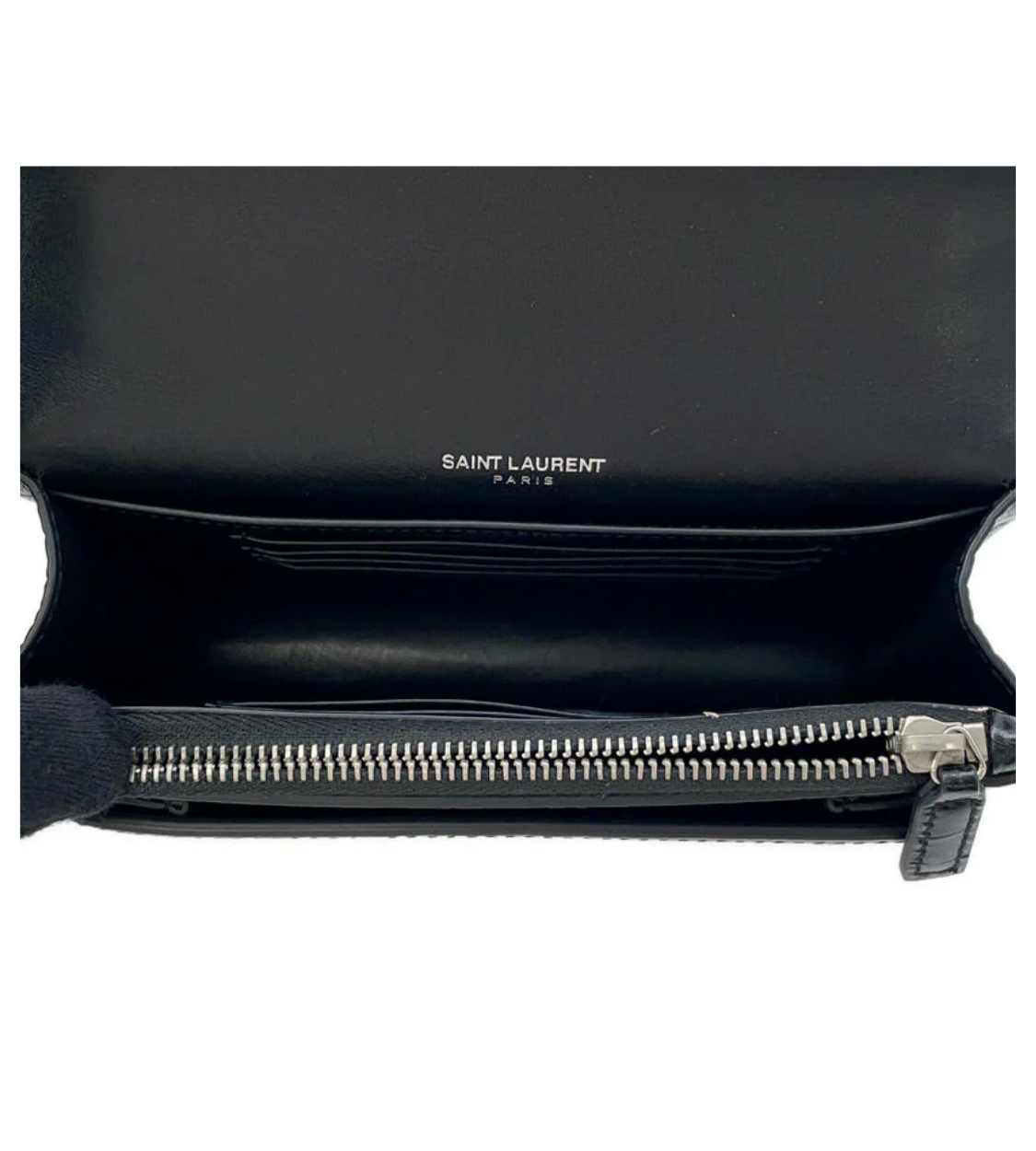 SAINT LAURENT Sunset Croco Embossed Leather Bag
