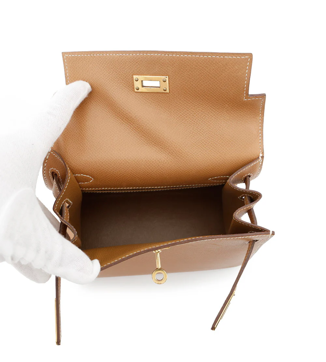 HERMES Mini Kelly Natural Courchevel
