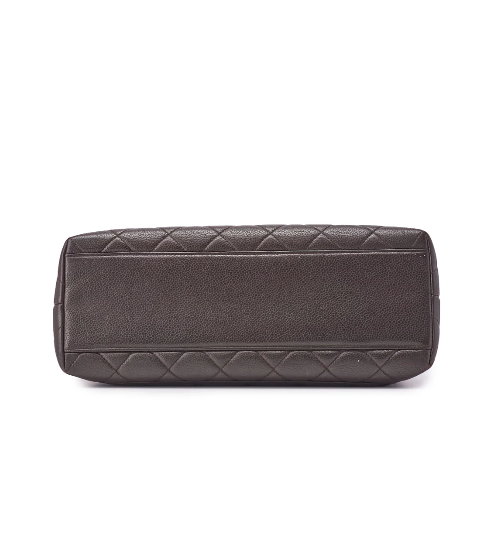 CHANEL Matelasse Turn Lock Caviar Brown
