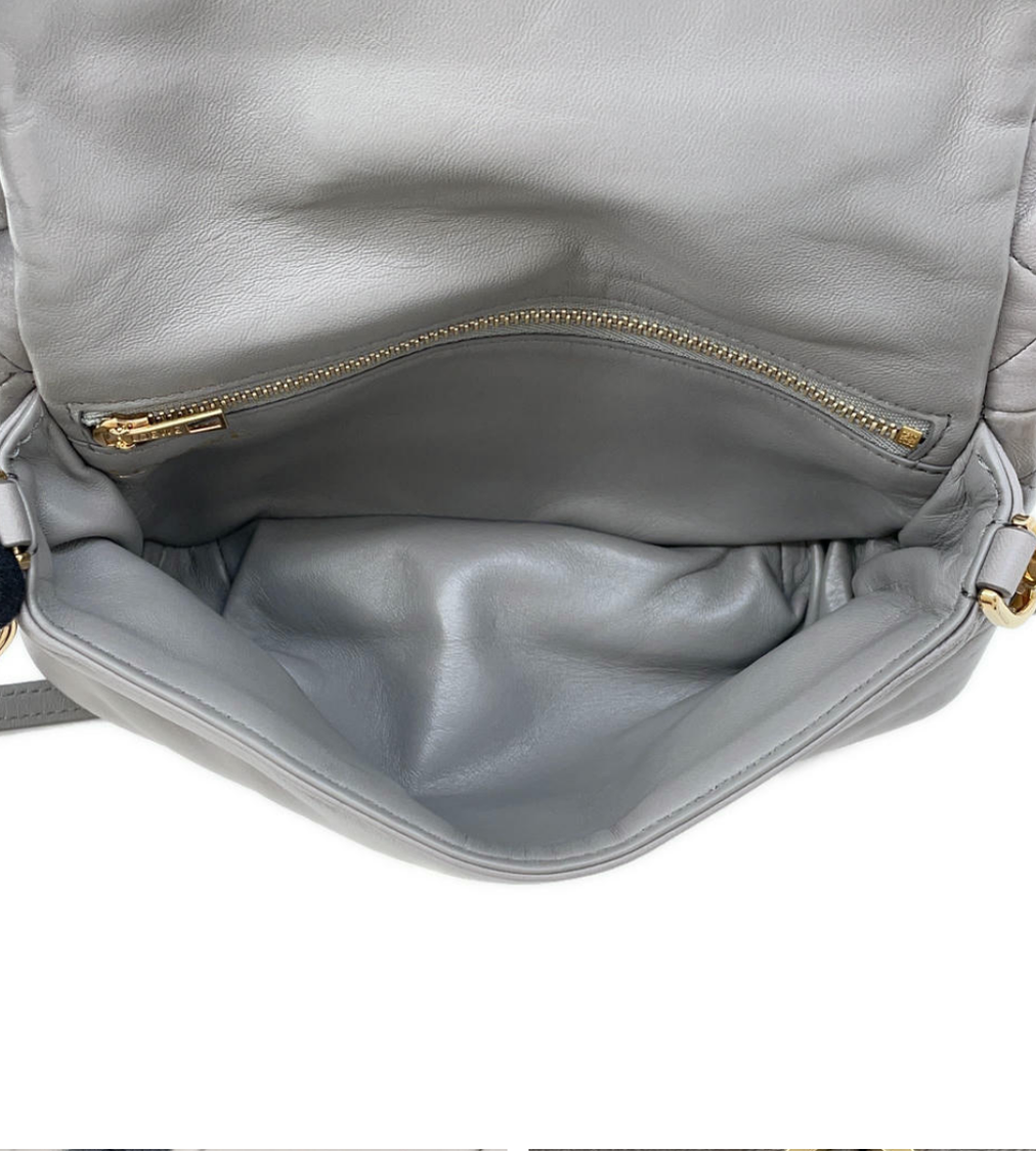 LOEWE Goya Puffer Pearl Grey Lambskin Shoulder Bag