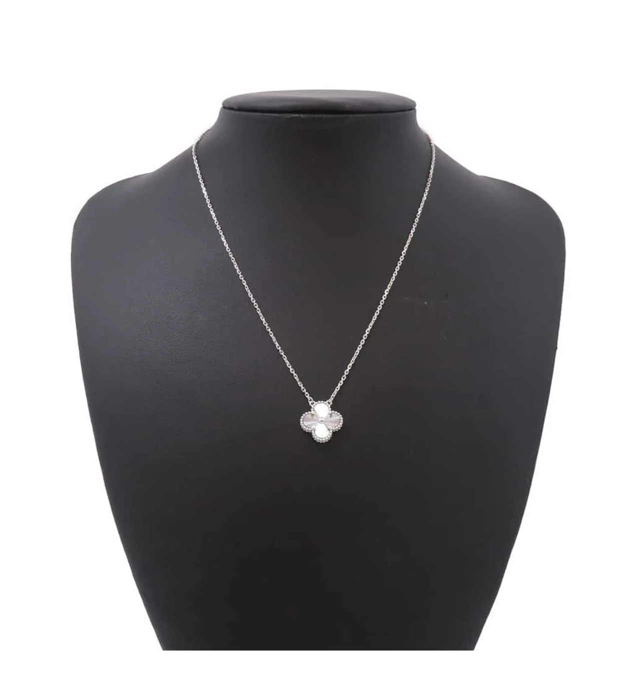 Van Cleef & Arpels Alhambra Guilloché 18K White Gold Pendant