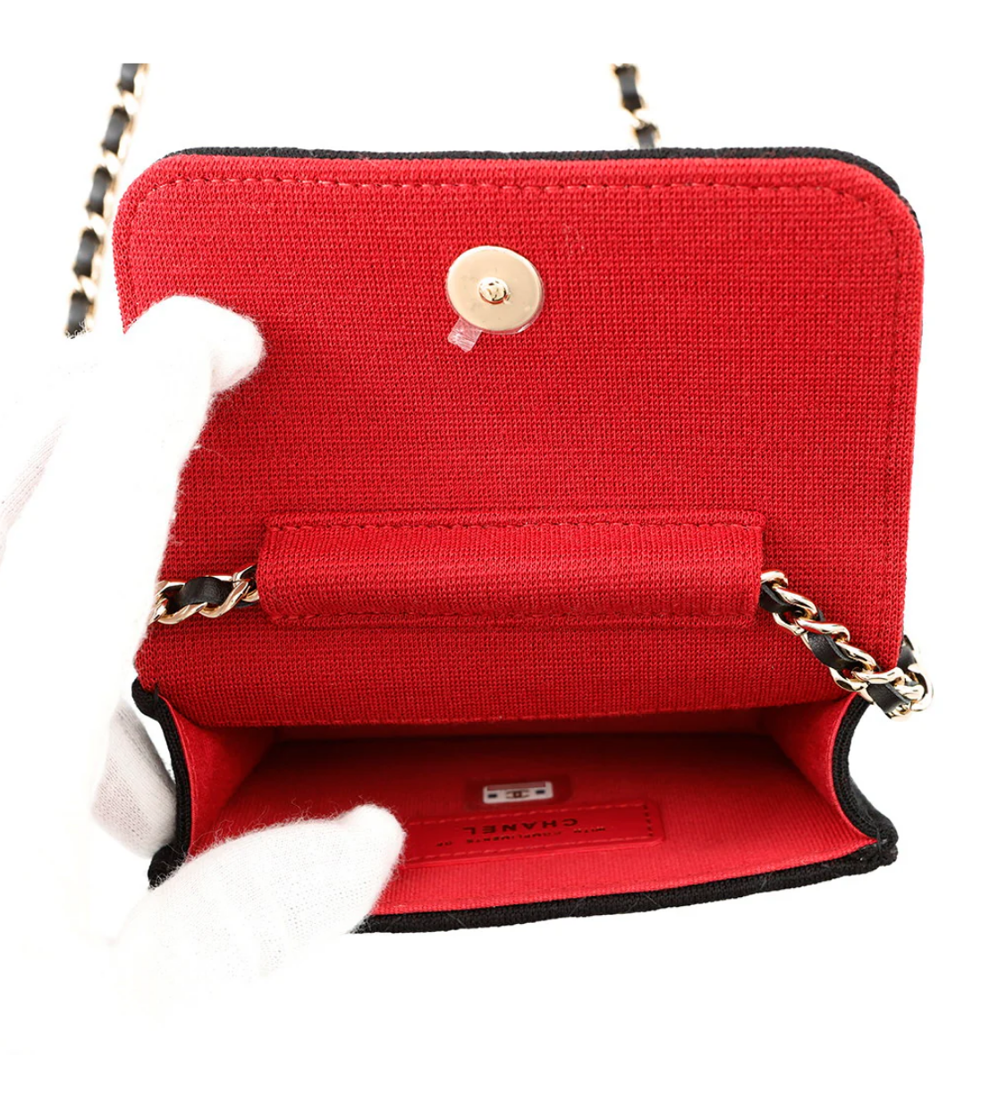 CHANEL Black Quilted Jersey Mini Bag