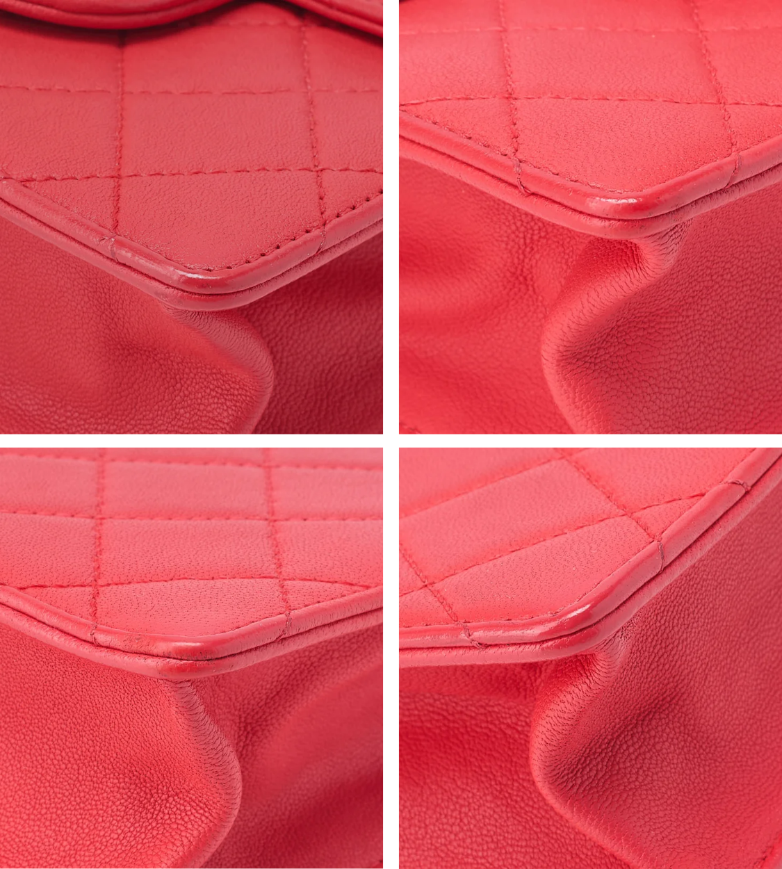 CHANEL Chain Shoulder Matelassé Pearl Chain Wallet Red Lambskin
