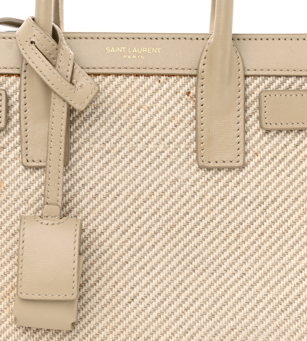 SAINT LAURENT Jour Calf Leather Cotton Linen