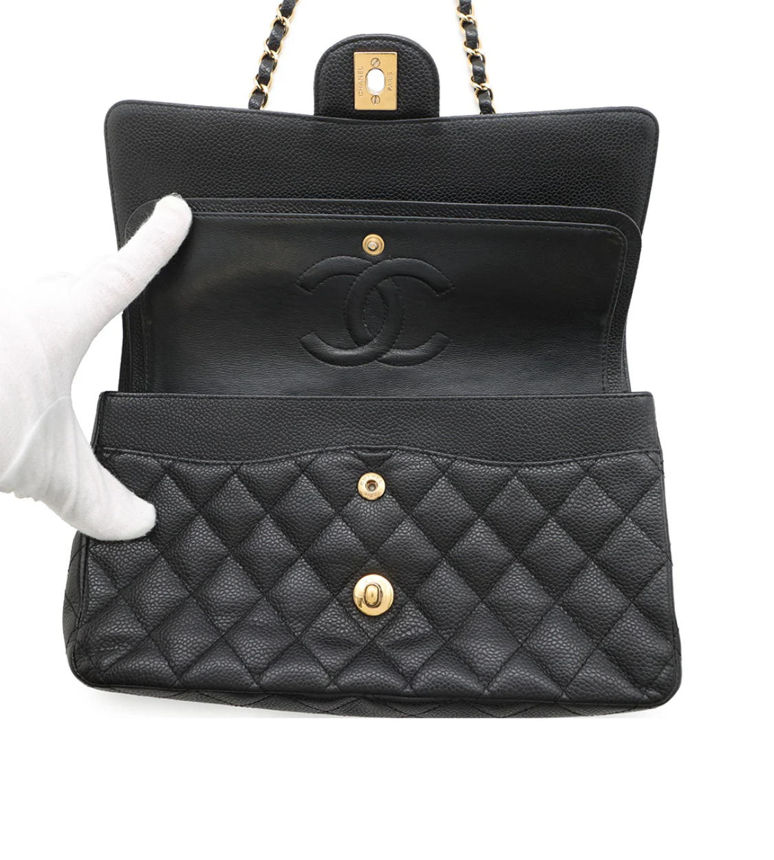 CHANEL 25 Matelasse Double Flap Black Caviar