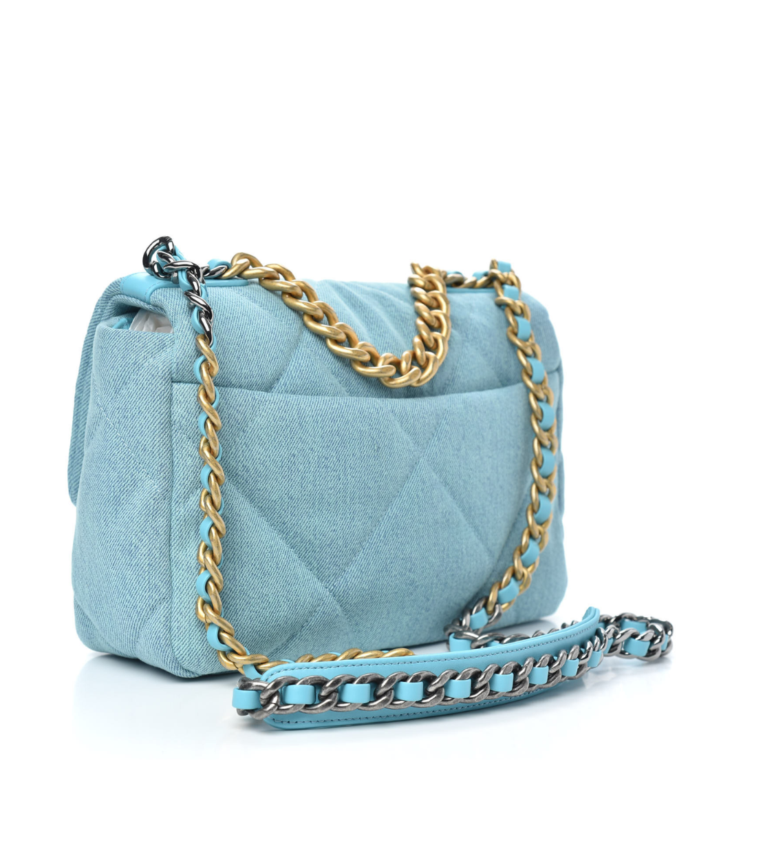 CHANEL 19 Flap Turquise Blue Denim Medium