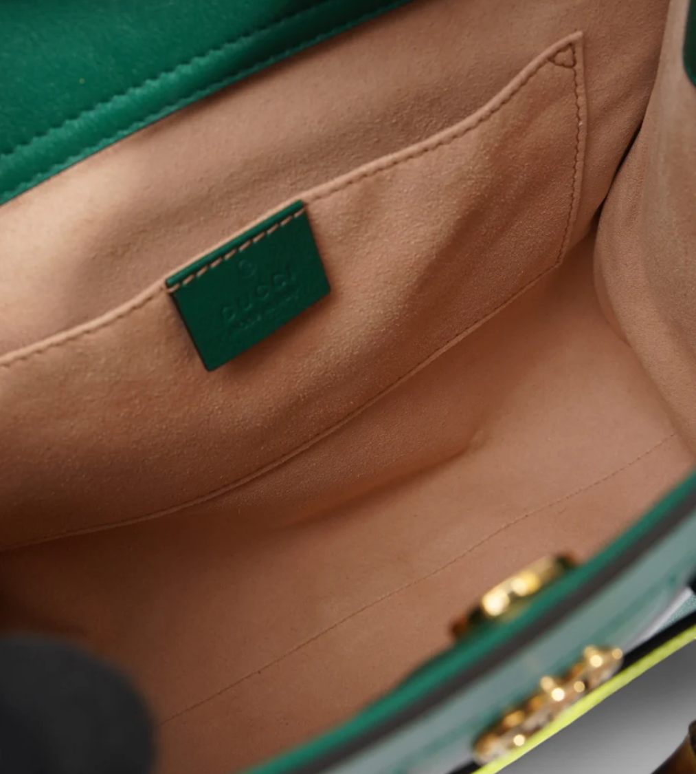 GUCCI Diana Bamboo Green Leather Handbag