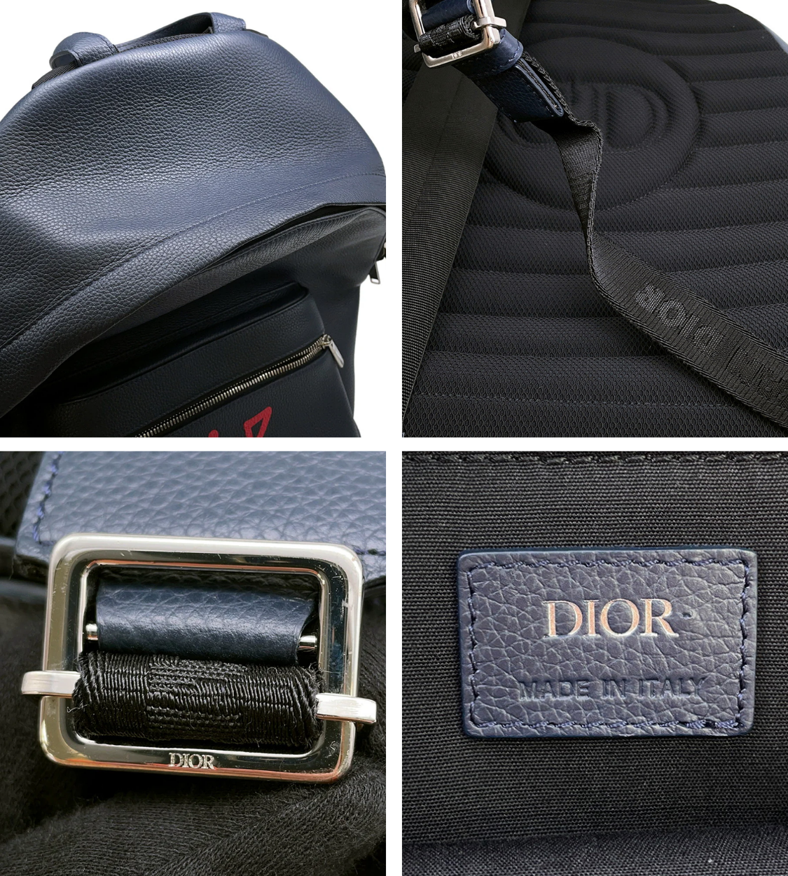 DIOR x Stüssy Navy Leather Backpack