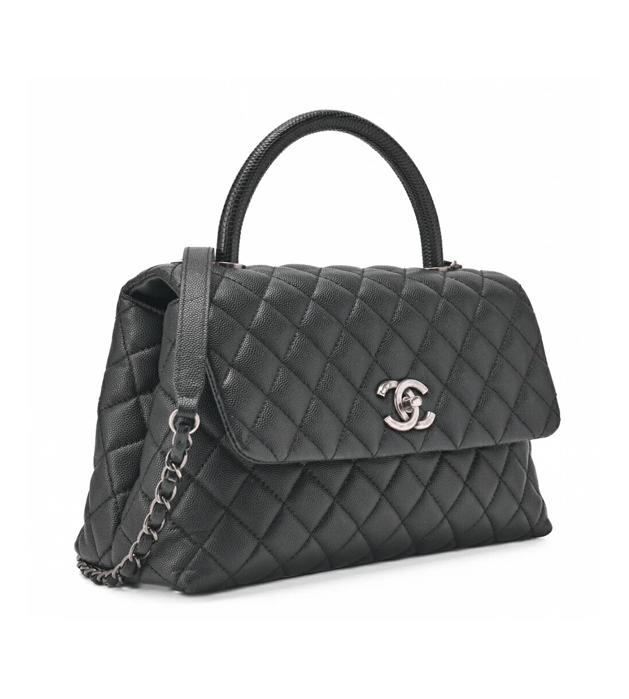 CHANEL Matelasse Coco Handle 2WAY Caviar Black Shoulder Bag