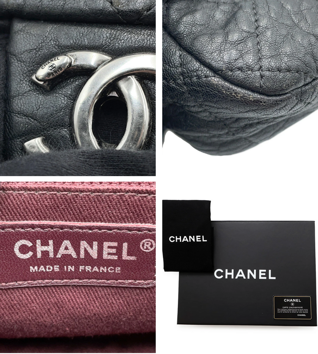 CHANEL Matelasse Black Leather Chain Shoulder Bag