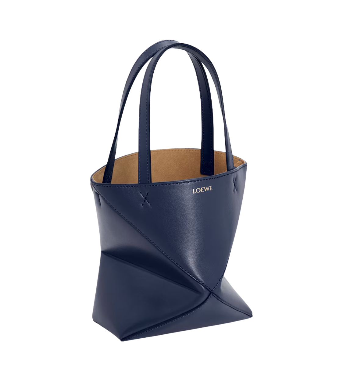 LOEWE Puzzle Fold Blue Tote Shiny Calf Leather Bag