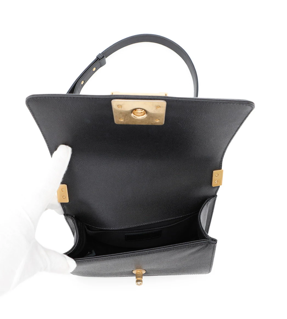 CHANEL 20 Boy Black Caviar Leather