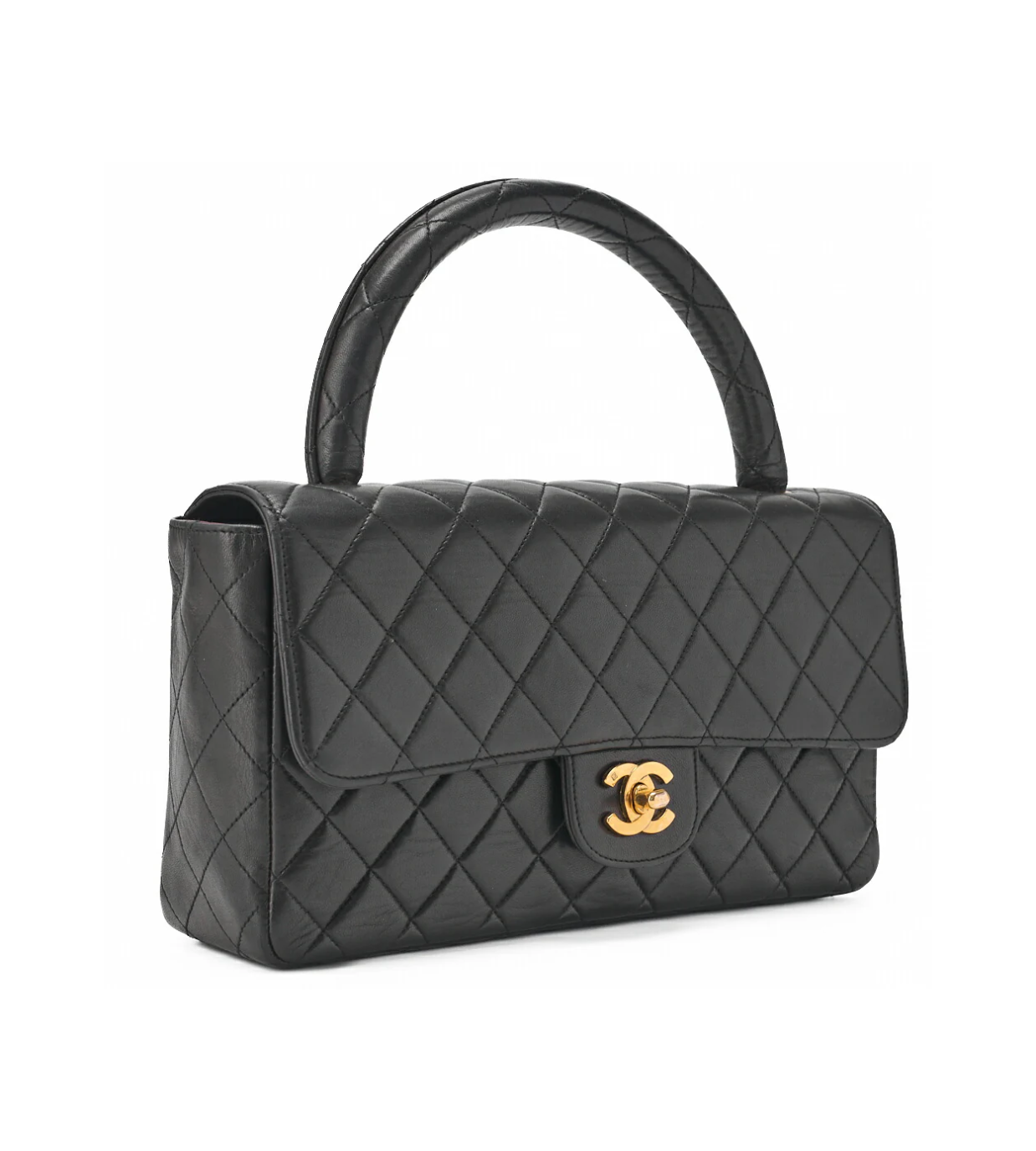 CHANEL Matelasse Coco Parent and Child Lambskin Black Handbag