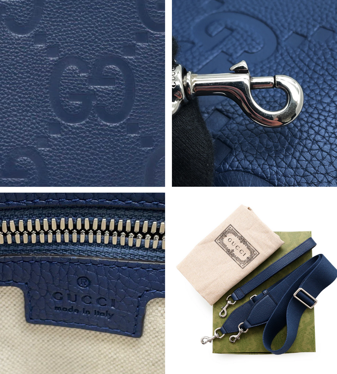 GUCCI Jumbo GG Navy Blue Small Messenger Bag