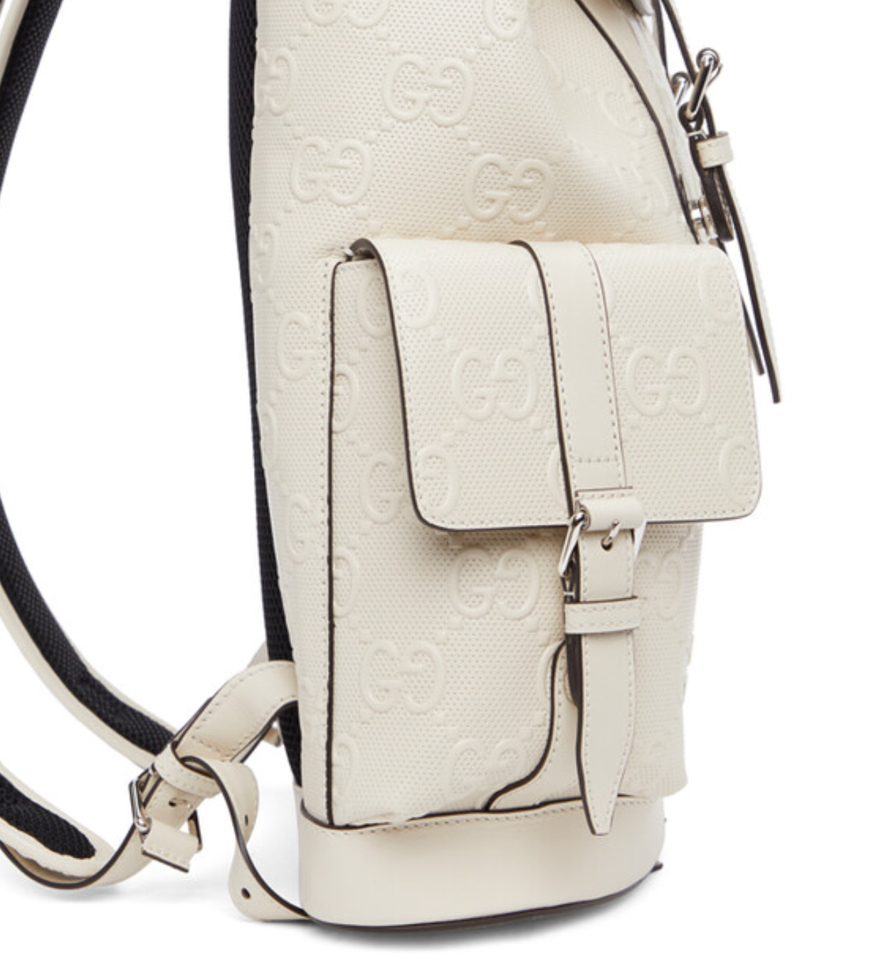 GUCCI GG Embossed White Leather Backpack