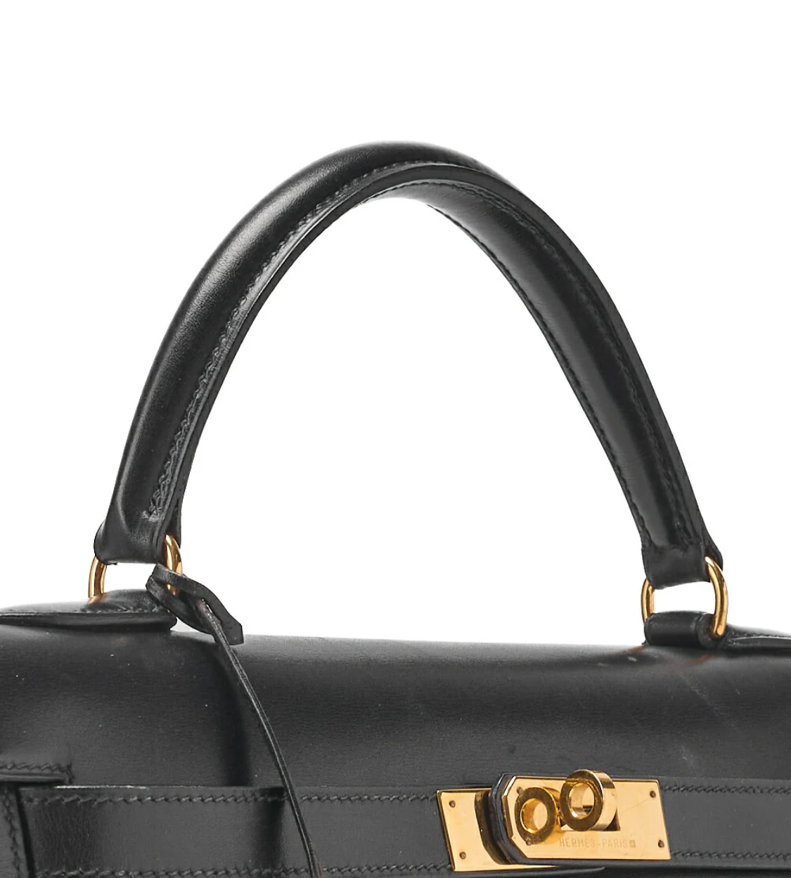 HERMES Kelly 32 Box Calf Black Leather