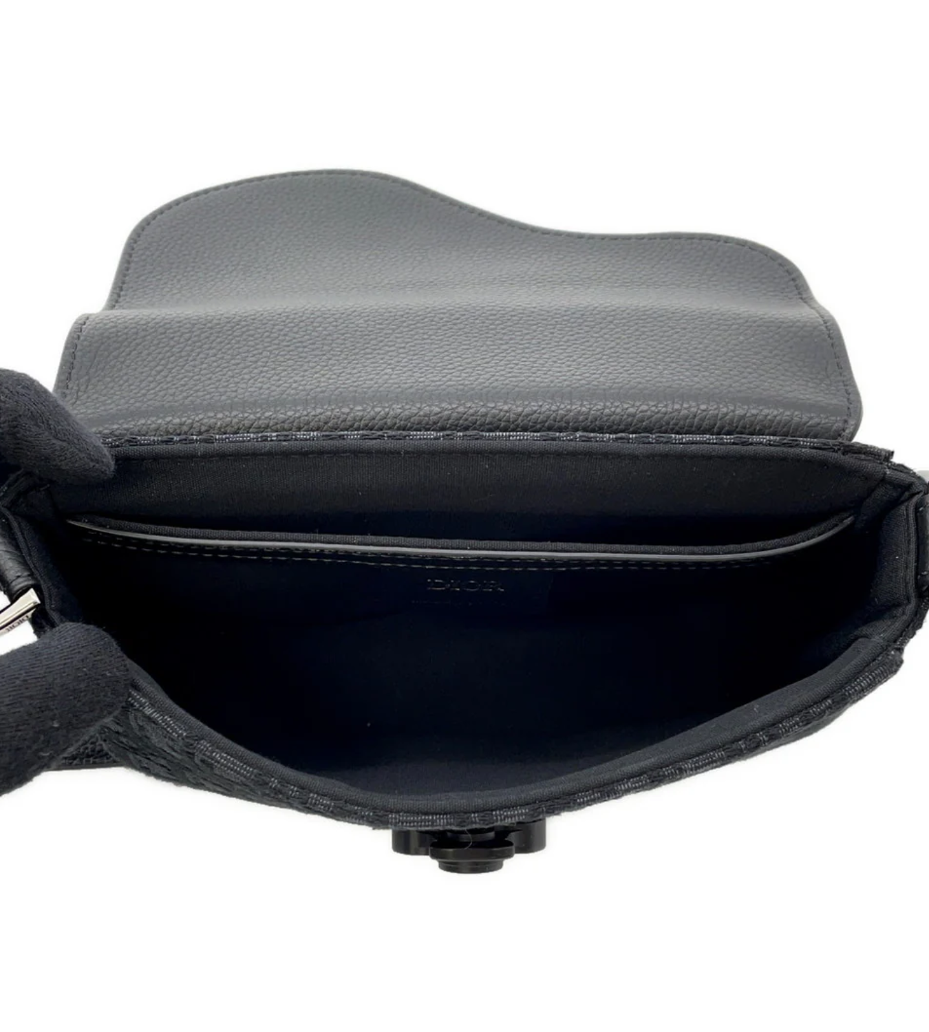 Dior Saddle Flap Black Leather Canvas Mini Messenger Bag