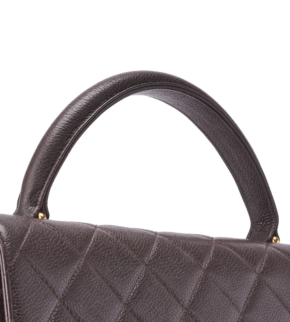 CHANEL Matelasse Turn Lock Caviar Brown