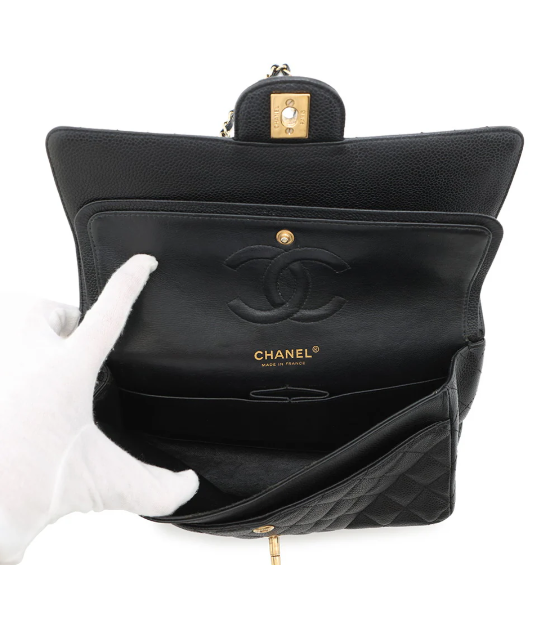 CHANEL 25 Matelasse Double Flap Black Caviar