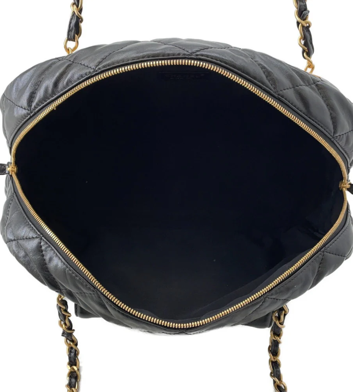 CHANEL Matelasse Maxi Bowling Black Calf Leather